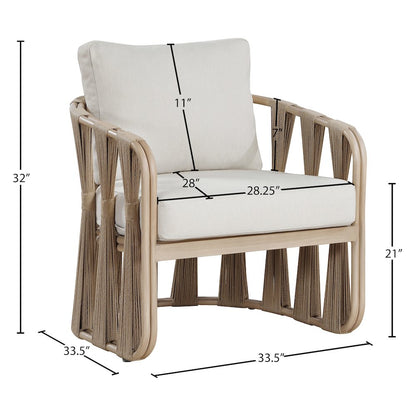 San Pietro Beige Resilient Waterproof Fabric Upholstered Outdoor Patio Chair