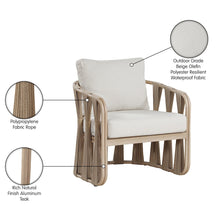 San Pietro Beige Resilient Waterproof Fabric Upholstered Outdoor Patio Chair