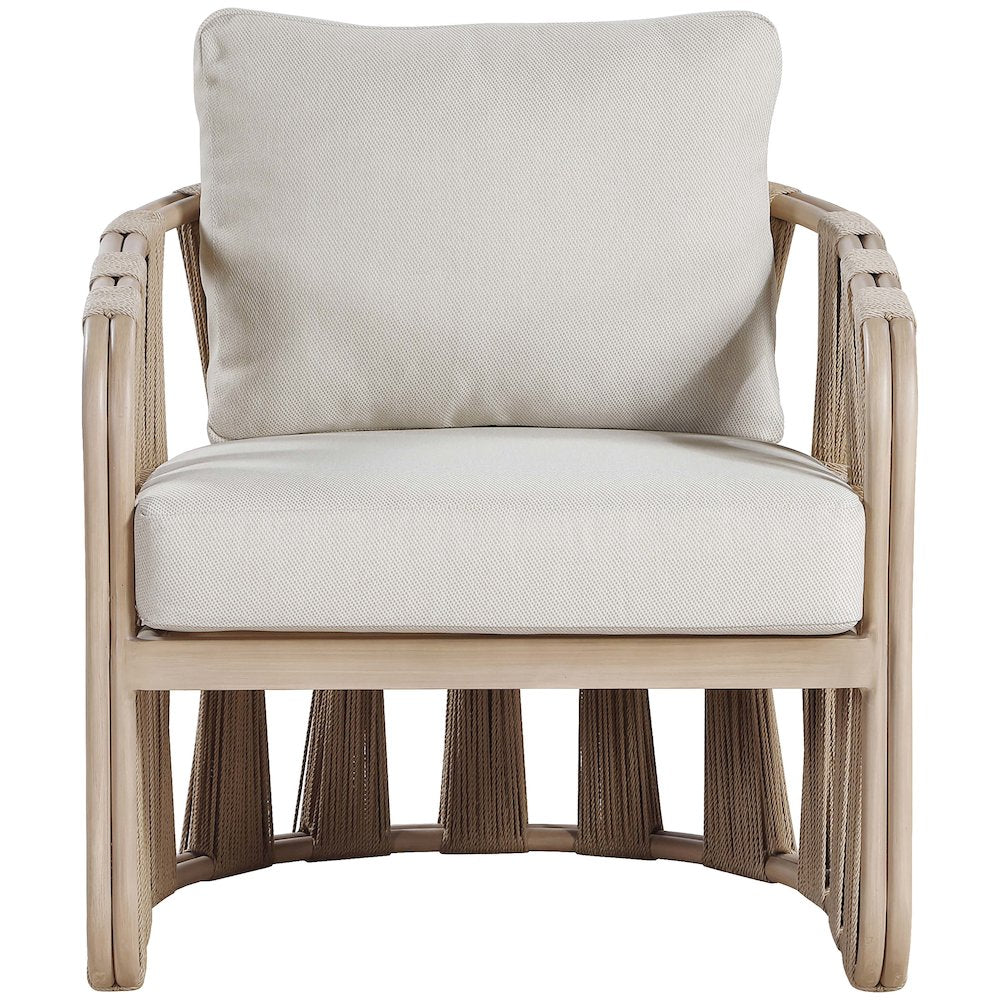 San Pietro Beige Resilient Waterproof Fabric Upholstered Outdoor Patio Chair