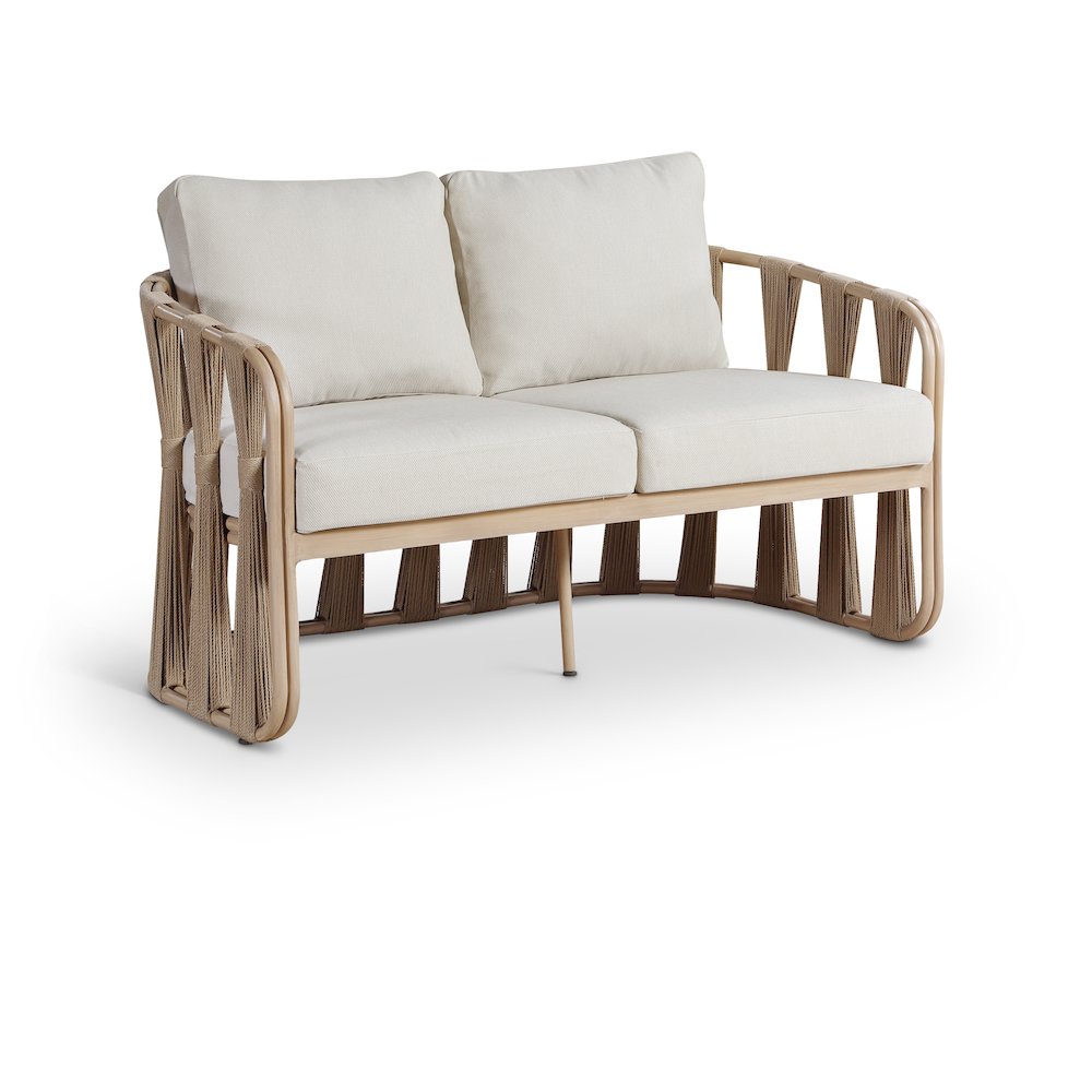 San Pietro 60.5" Beige Waterproof Fabric Outdoor Loveseat