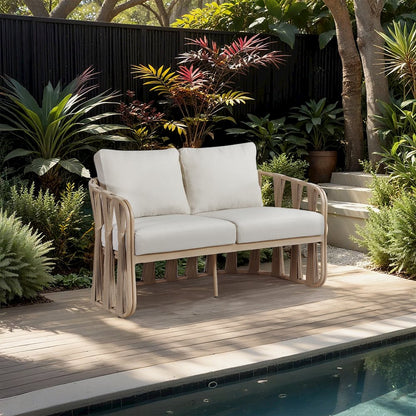 San Pietro 60.5" Beige Waterproof Fabric Outdoor Loveseat