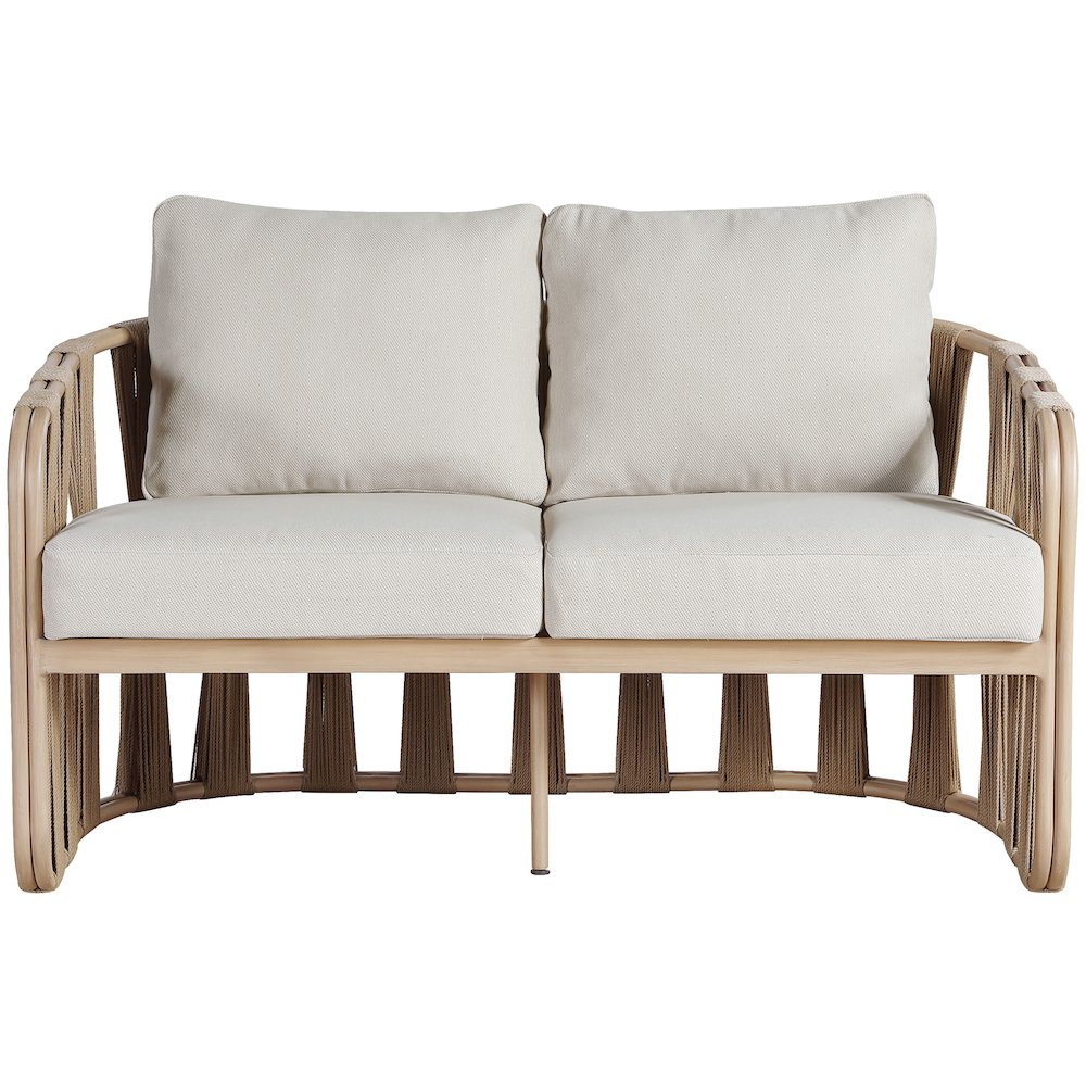 San Pietro 60.5" Beige Waterproof Fabric Outdoor Loveseat