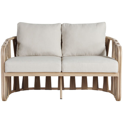 San Pietro 60.5" Beige Waterproof Fabric Outdoor Loveseat
