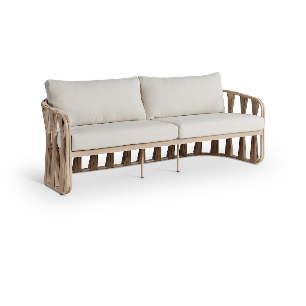 San Pietro 90.5" Beige Waterproof Fabric Outdoor Sofa