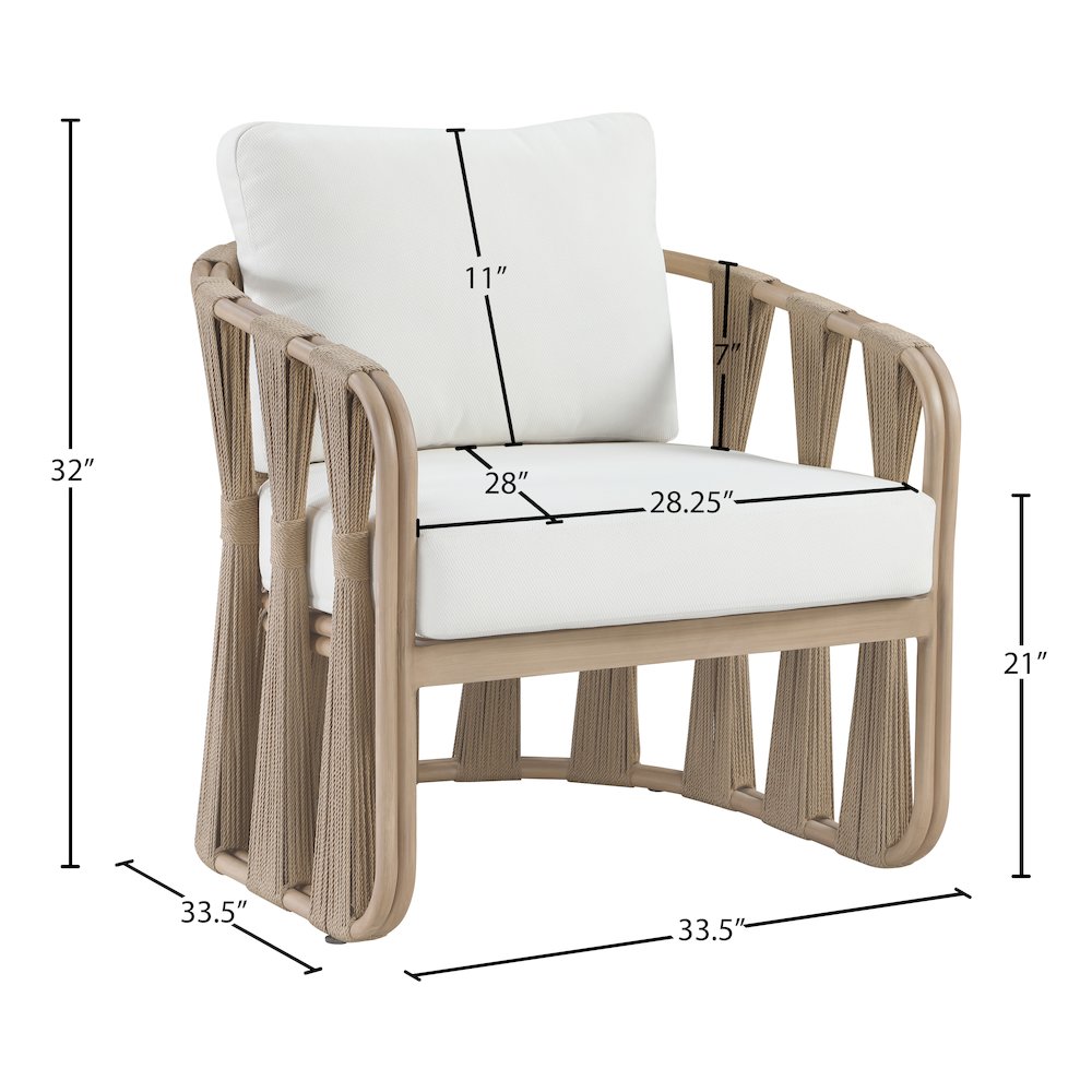 San Pietro Cream Resilient Waterproof Fabric Upholstered Outdoor Patio Chair