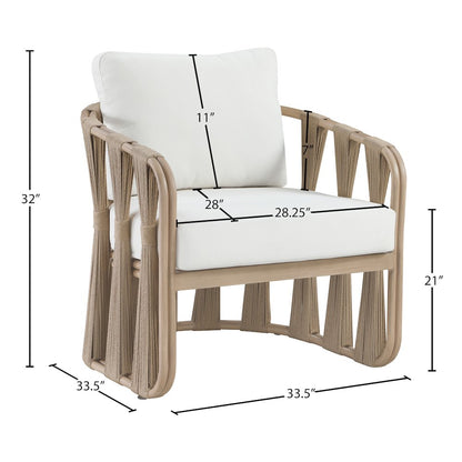 San Pietro Cream Resilient Waterproof Fabric Upholstered Outdoor Patio Chair