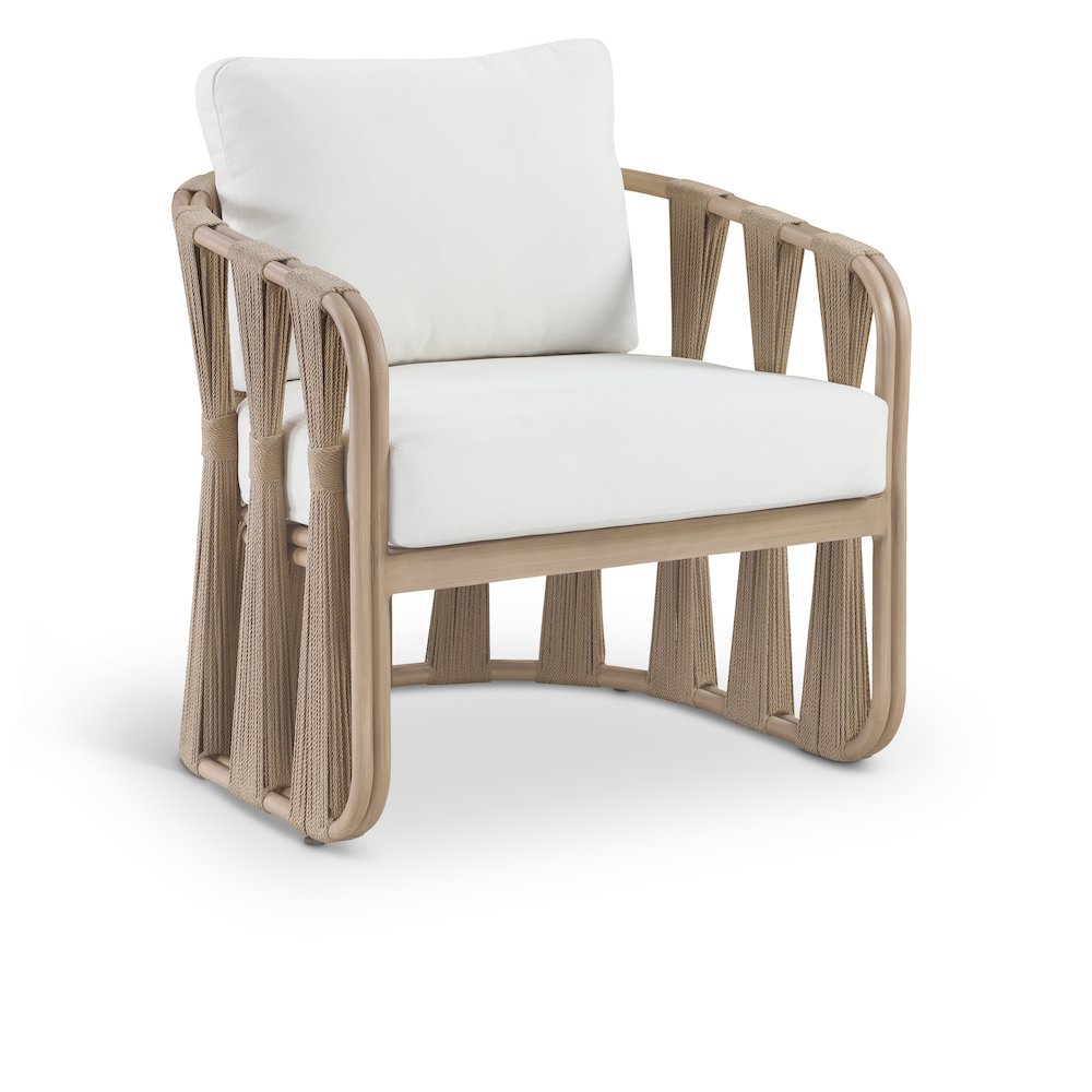 San Pietro Cream Resilient Waterproof Fabric Upholstered Outdoor Patio Chair