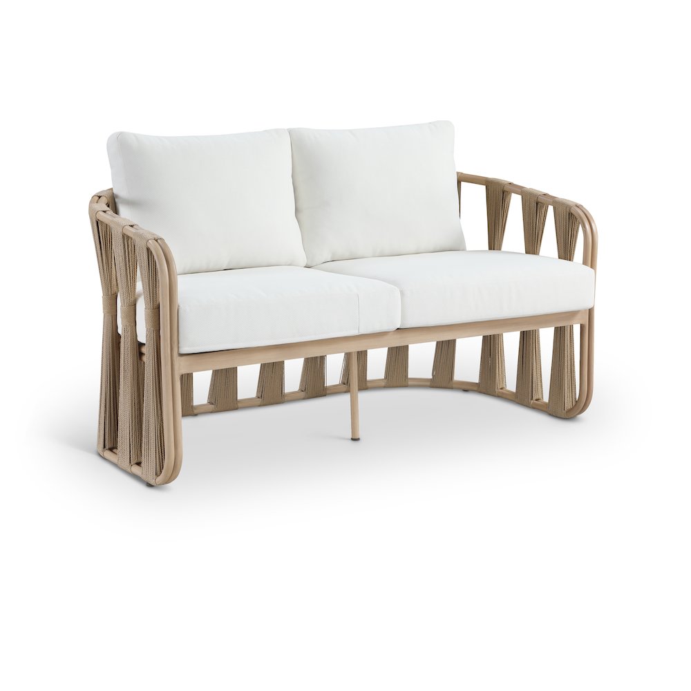 San Pietro 60.5" Cream Waterproof Fabric Outdoor Loveseat