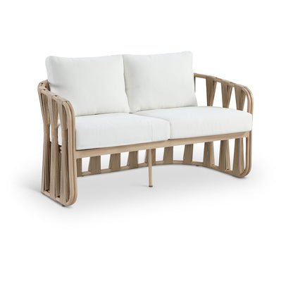 San Pietro 60.5" Cream Waterproof Fabric Outdoor Loveseat