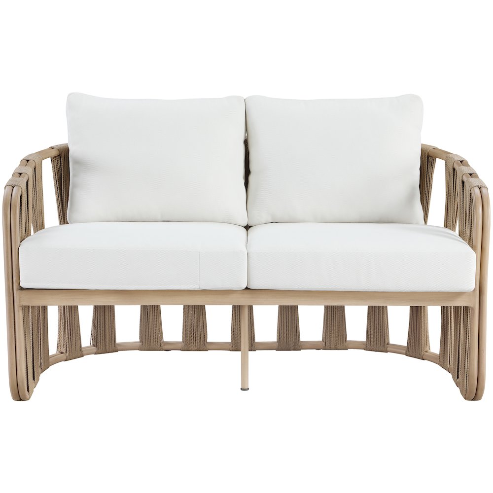 San Pietro 60.5" Cream Waterproof Fabric Outdoor Loveseat