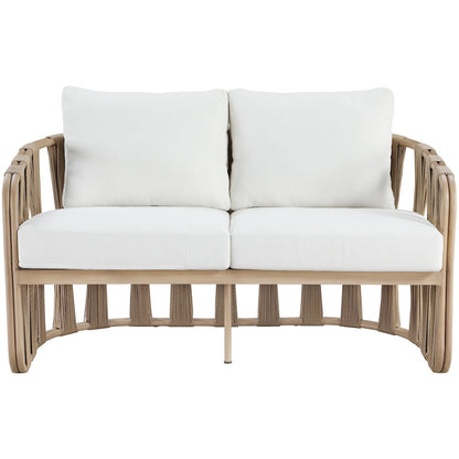 San Pietro 60.5" Cream Waterproof Fabric Outdoor Loveseat