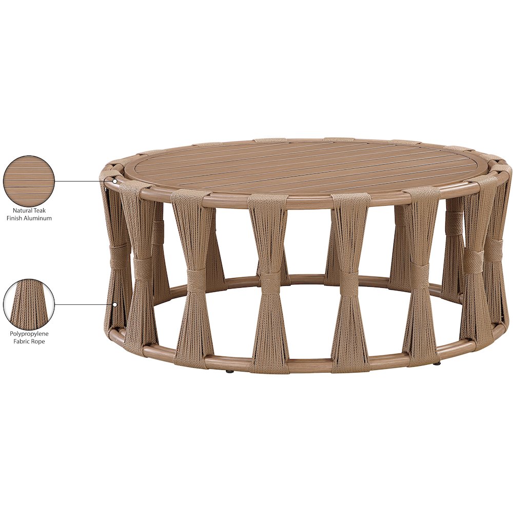 San Pietro Natural Aluminum Outdoor Patio Coffee Table
