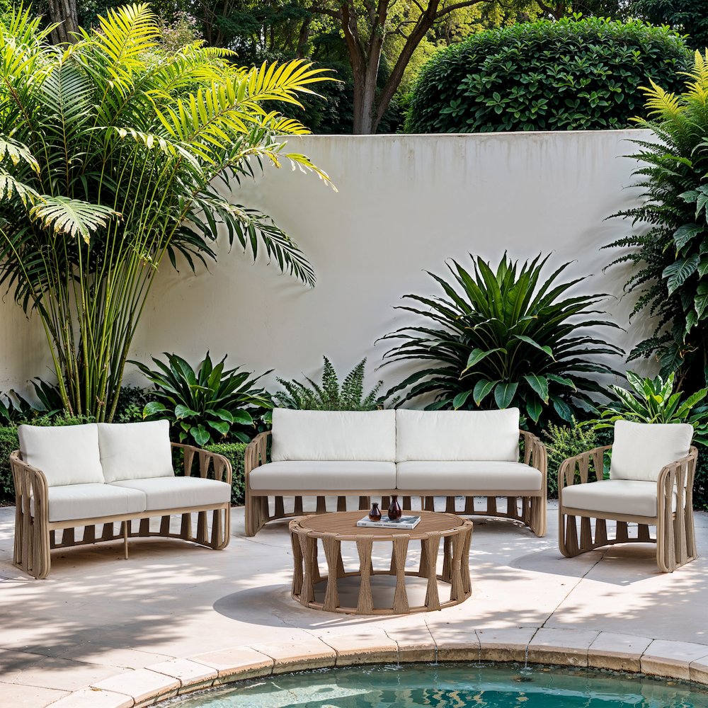 San Pietro Natural Aluminum Outdoor Patio Coffee Table