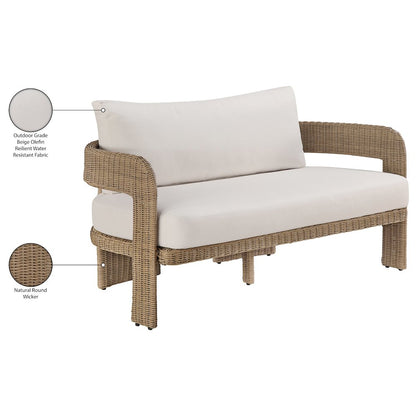 Sandbay 61.5" Beige Olefin Water Resistant Fabric Wicker Outdoor Patio Loveseat