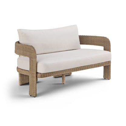 Sandbay 61.5" Beige Olefin Water Resistant Fabric Wicker Outdoor Patio Loveseat