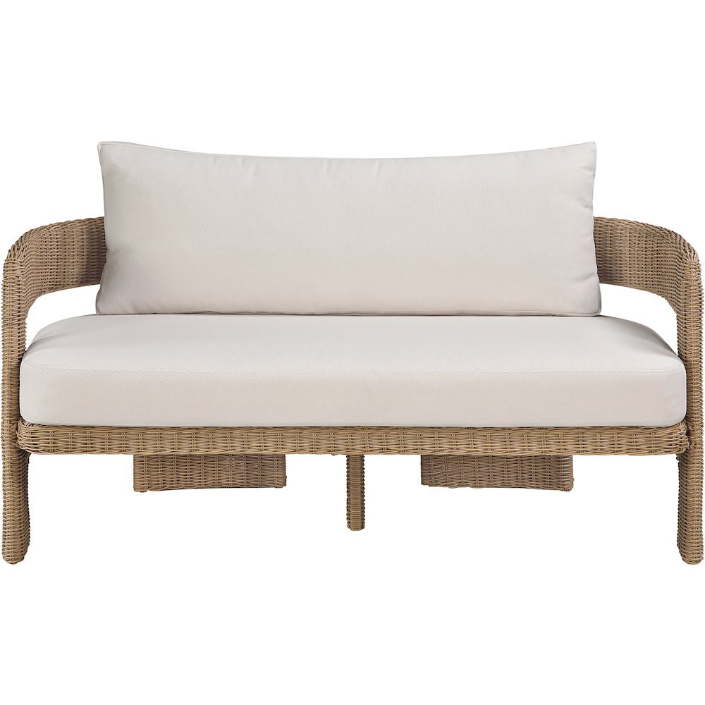 Sandbay 61.5" Beige Olefin Water Resistant Fabric Wicker Outdoor Patio Loveseat