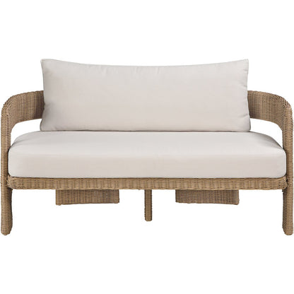 Sandbay 61.5" Beige Olefin Water Resistant Fabric Wicker Outdoor Patio Loveseat