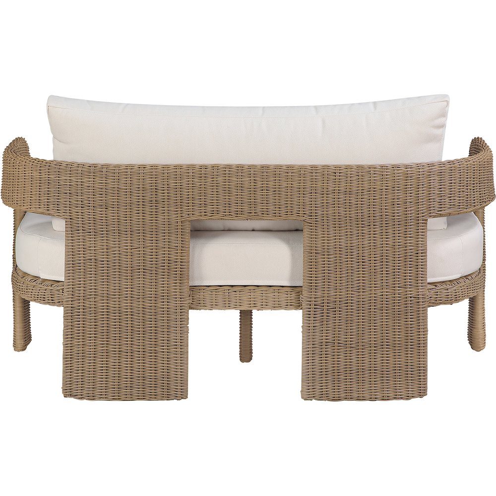 Sandbay 61.5" Beige Olefin Water Resistant Fabric Wicker Outdoor Patio Loveseat