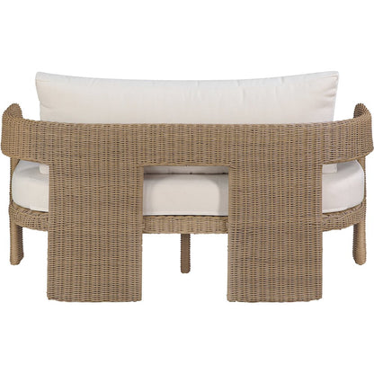 Sandbay 61.5" Beige Olefin Water Resistant Fabric Wicker Outdoor Patio Loveseat