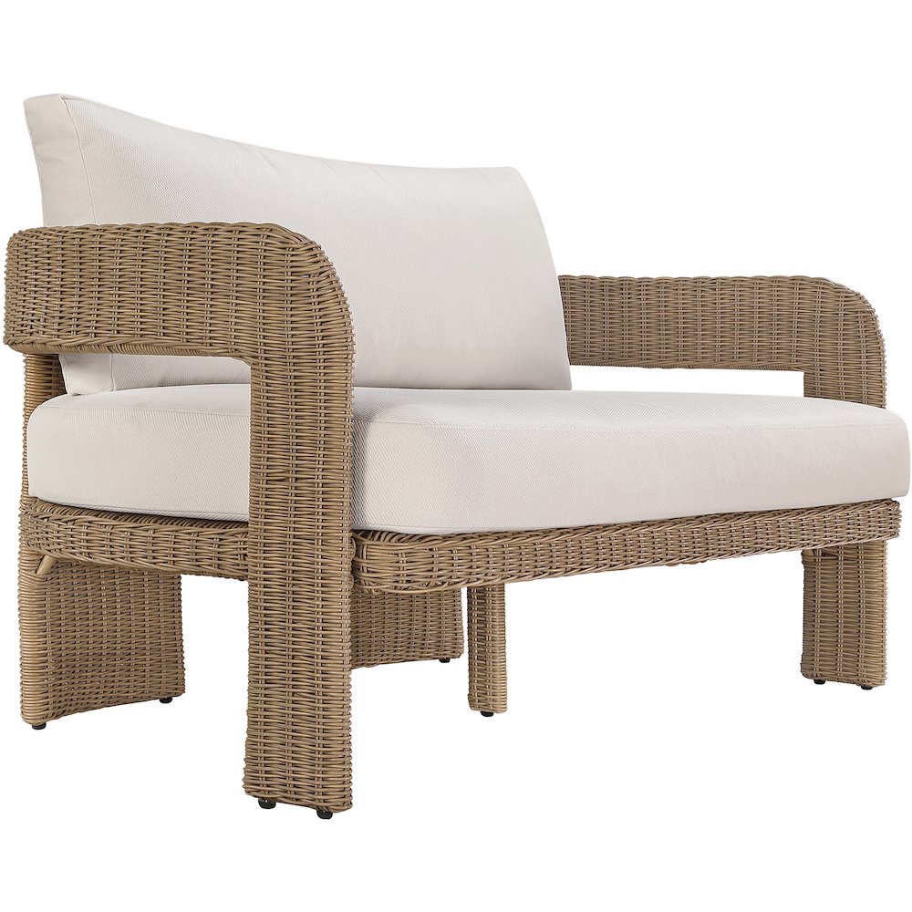 Sandbay 61.5" Beige Olefin Water Resistant Fabric Wicker Outdoor Patio Loveseat