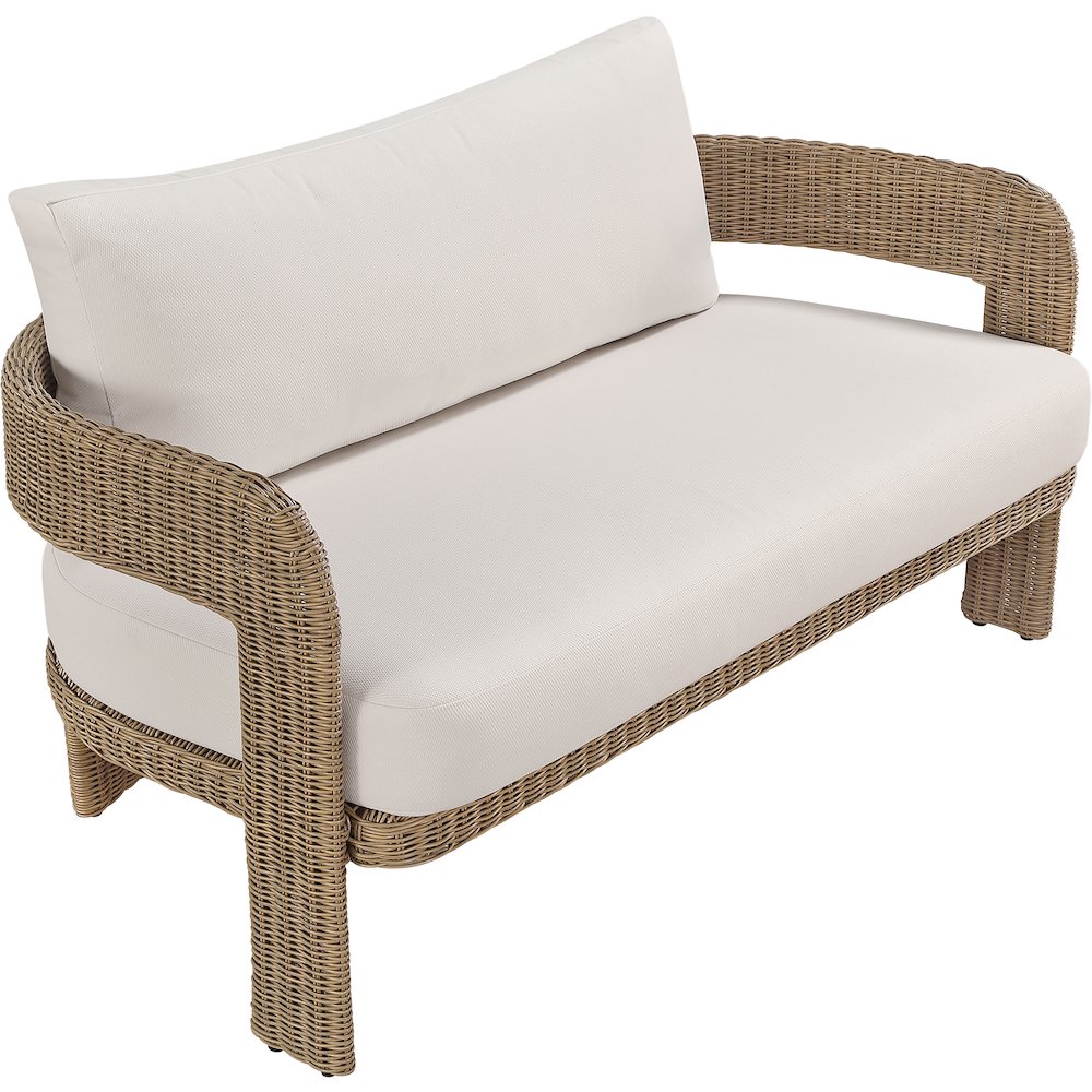Sandbay 61.5" Beige Olefin Water Resistant Fabric Wicker Outdoor Patio Loveseat