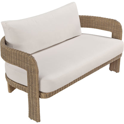 Sandbay 61.5" Beige Olefin Water Resistant Fabric Wicker Outdoor Patio Loveseat