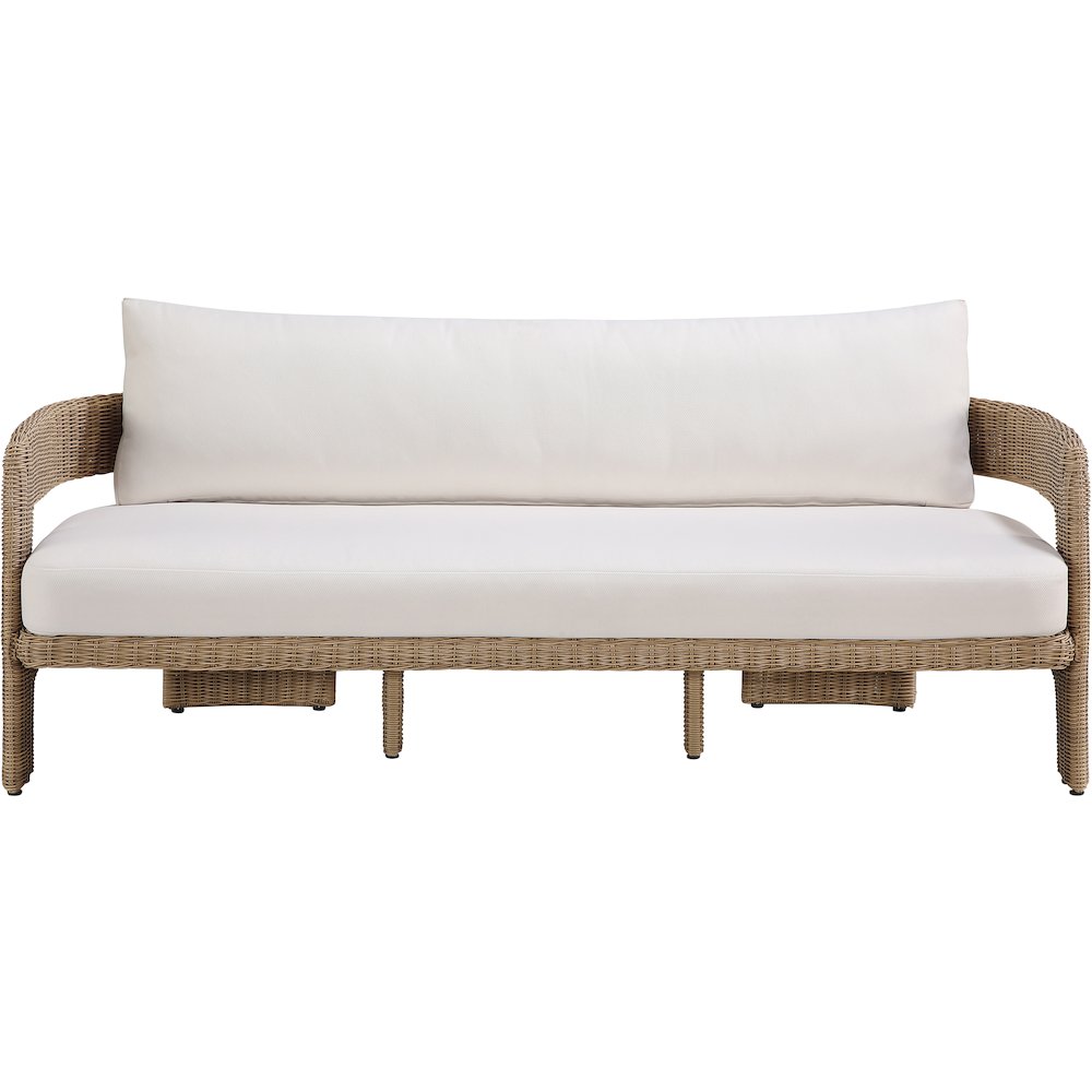 Sandbay 83.5" Beige Olefin Water Resistant Fabric And Wicker Outdoor Patio Sofa