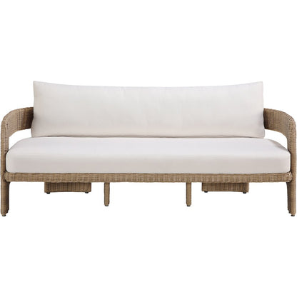 Sandbay 83.5" Beige Olefin Water Resistant Fabric And Wicker Outdoor Patio Sofa