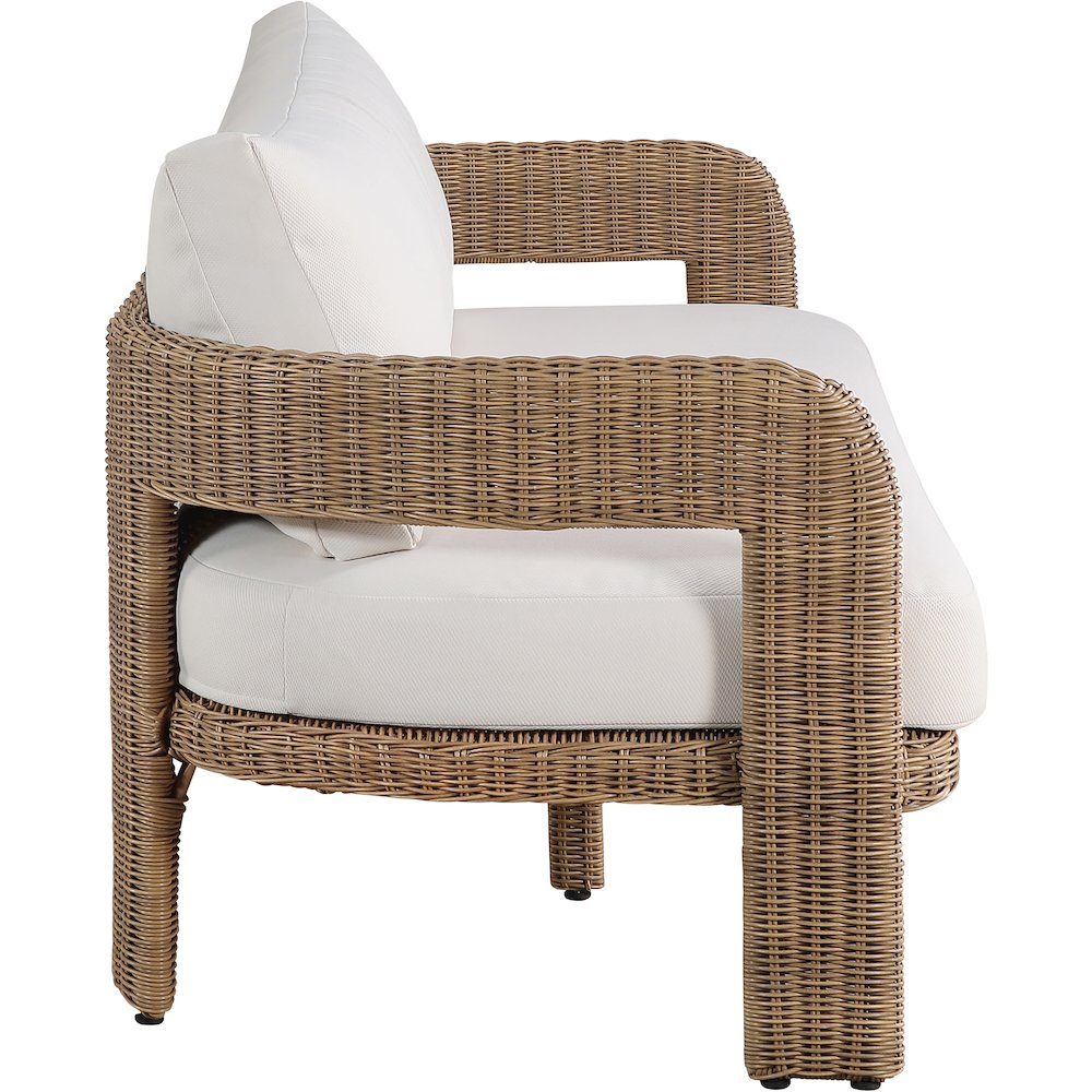 Sandbay 83.5" Beige Olefin Water Resistant Fabric And Wicker Outdoor Patio Sofa