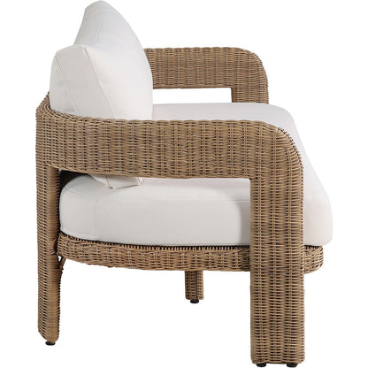 Sandbay 83.5" Beige Olefin Water Resistant Fabric And Wicker Outdoor Patio Sofa