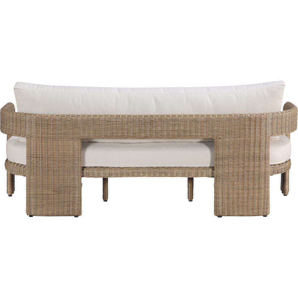 Sandbay 83.5" Beige Olefin Water Resistant Fabric And Wicker Outdoor Patio Sofa