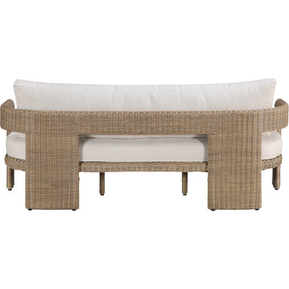 Sandbay 83.5" Beige Olefin Water Resistant Fabric And Wicker Outdoor Patio Sofa