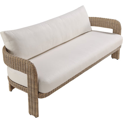 Sandbay 83.5" Beige Olefin Water Resistant Fabric And Wicker Outdoor Patio Sofa