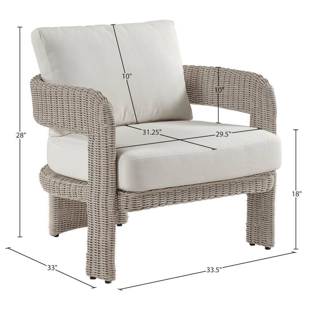 Sandbay Cream Olefin Water Resistant Fabric Wicker Outdoor Patio Accent Chair
