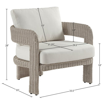 Sandbay Cream Olefin Water Resistant Fabric Wicker Outdoor Patio Accent Chair