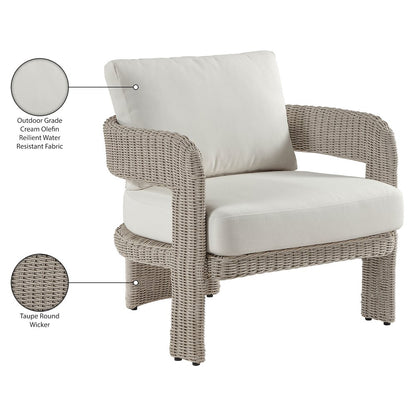 Sandbay Cream Olefin Water Resistant Fabric Wicker Outdoor Patio Accent Chair