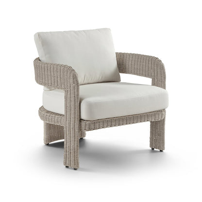 Sandbay Cream Olefin Water Resistant Fabric Wicker Outdoor Patio Accent Chair