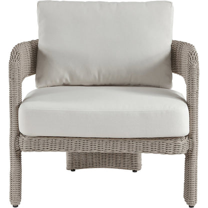 Sandbay Cream Olefin Water Resistant Fabric Wicker Outdoor Patio Accent Chair