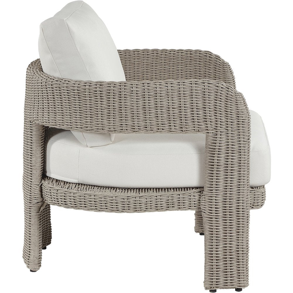 Sandbay Cream Olefin Water Resistant Fabric Wicker Outdoor Patio Accent Chair