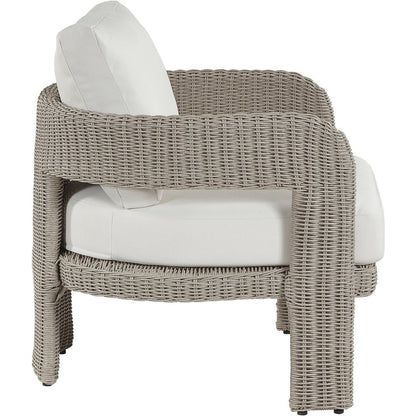 Sandbay Cream Olefin Water Resistant Fabric Wicker Outdoor Patio Accent Chair