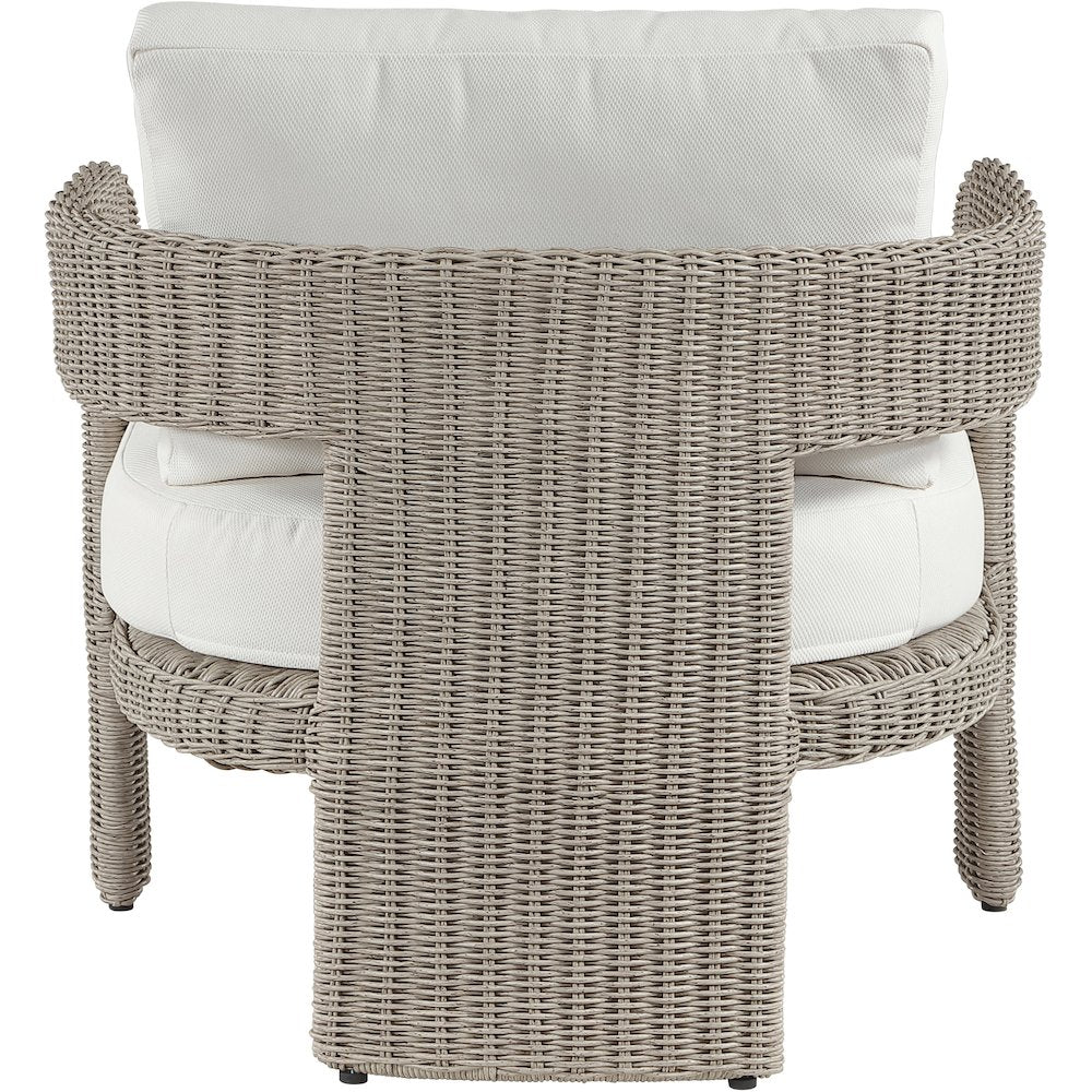 Sandbay Cream Olefin Water Resistant Fabric Wicker Outdoor Patio Accent Chair