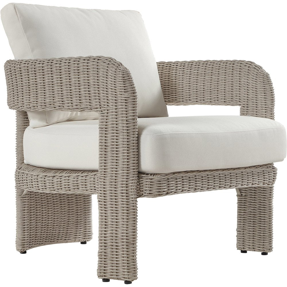 Sandbay Cream Olefin Water Resistant Fabric Wicker Outdoor Patio Accent Chair