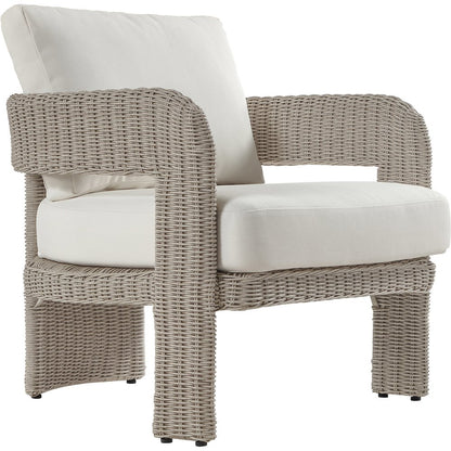 Sandbay Cream Olefin Water Resistant Fabric Wicker Outdoor Patio Accent Chair