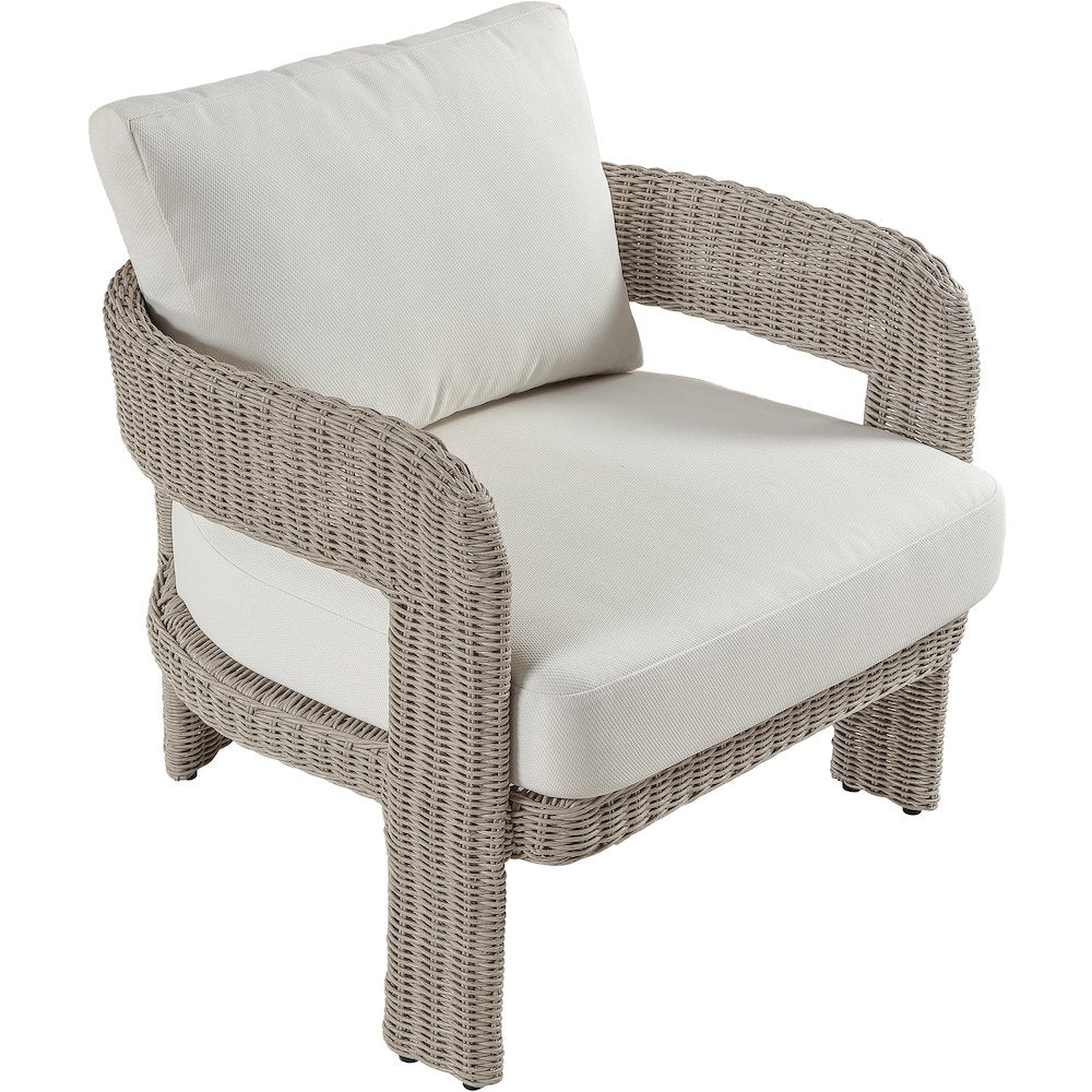 Sandbay Cream Olefin Water Resistant Fabric Wicker Outdoor Patio Accent Chair