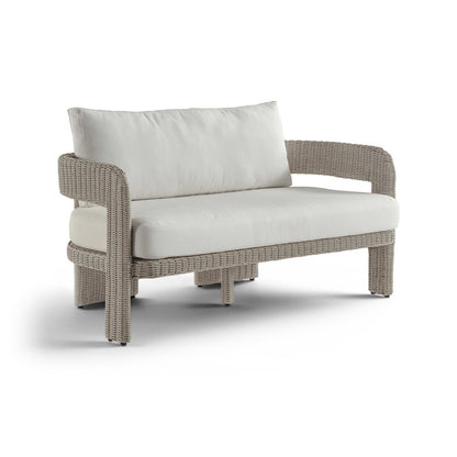 Sandbay 61.5" Cream Olefin Water Resistant Fabric Wicker Outdoor Patio Loveseat