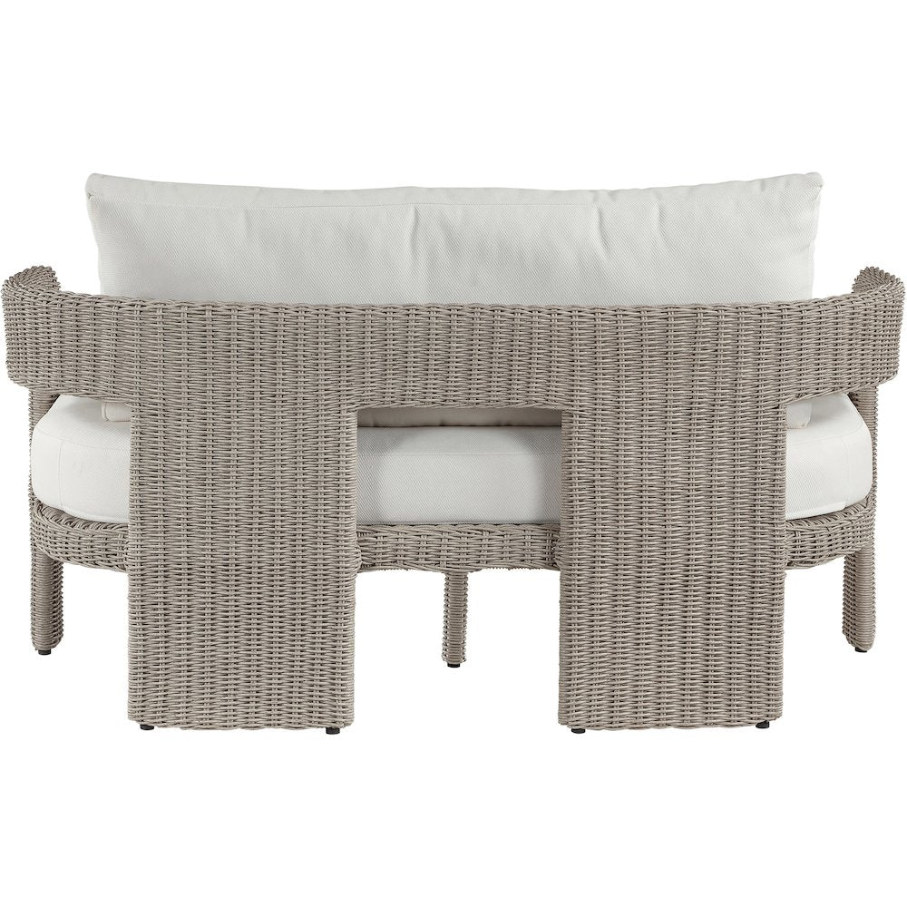 Sandbay 61.5" Cream Olefin Water Resistant Fabric Wicker Outdoor Patio Loveseat