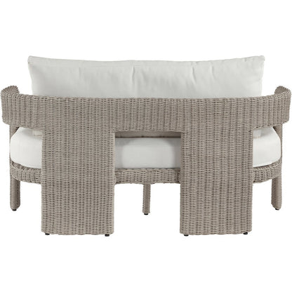 Sandbay 61.5" Cream Olefin Water Resistant Fabric Wicker Outdoor Patio Loveseat