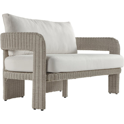 Sandbay 61.5" Cream Olefin Water Resistant Fabric Wicker Outdoor Patio Loveseat