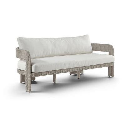 Sandbay 83.5" Cream Olefin Water Resistant Fabric And Wicker Outdoor Patio Sofa
