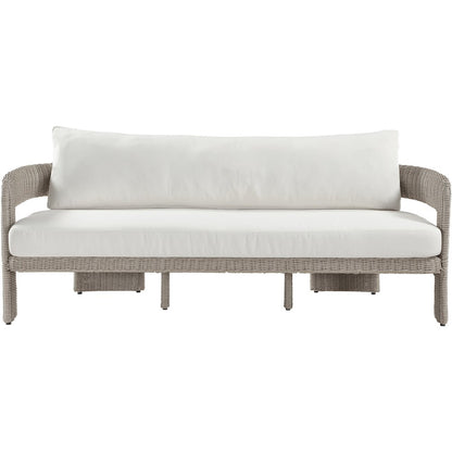 Sandbay 83.5" Cream Olefin Water Resistant Fabric And Wicker Outdoor Patio Sofa